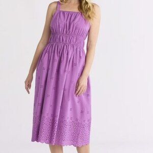 Excellent Condition, SZ L, COTTON Eyelet Midi Sundress, Purple